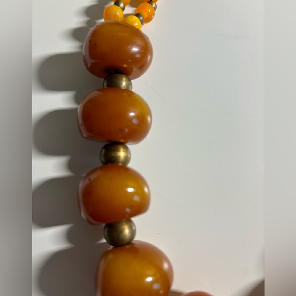 Gorgeous natural copal with metal and stone accents necklace. 22” - Picture 6 of 7